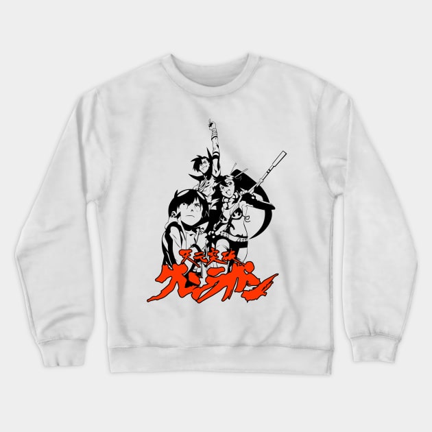 165 Gurren Sfondamento Crewneck Sweatshirt by Yexart